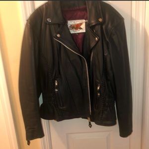 Woman’s Biker Leather riding jacket.